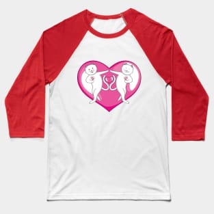 White Cat Love Couple Baseball T-Shirt